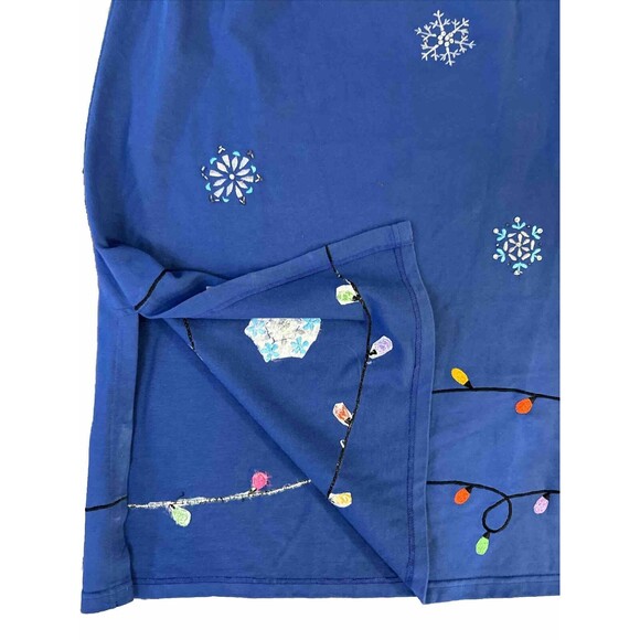 Vtg MICHAEL SIMON Lite Blue Christmas Snowflakes Lights Cardigan & Skirt MEDIUM - Picture 8 of 10